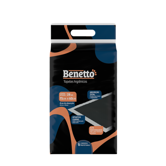 TAPETE HIGIENICO PARA CÃES - BENETTO CARVAO ATIVADO 75cmx60cm 28und - Econômico