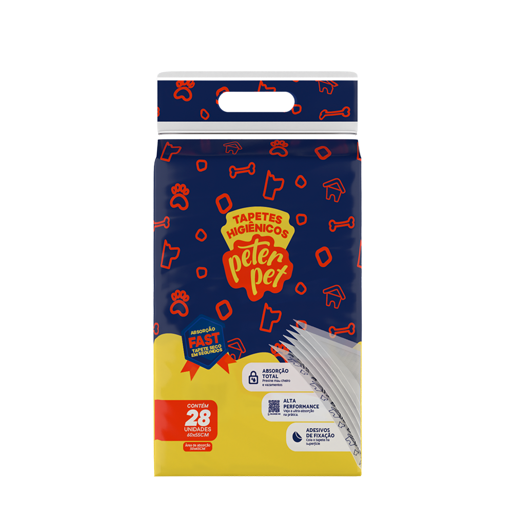 TAPETE HIGIENICO PARA CÃES - PETER PET NEUTRO 55cmx60cm 28und - Premium