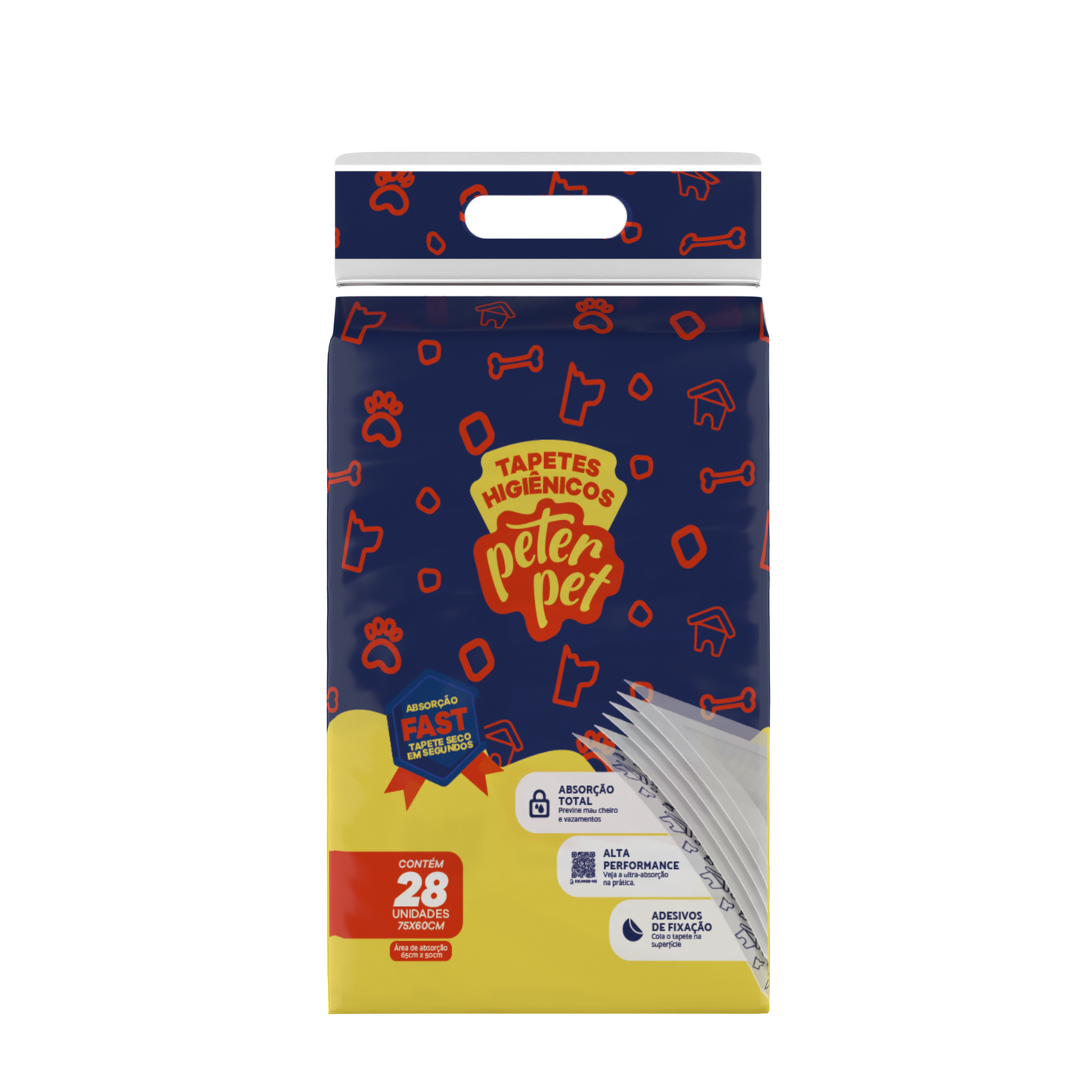 TAPETE HIGIENICO PARA CÃES - PETER PET NEUTRO 75cmx60cm 28und - Premium
