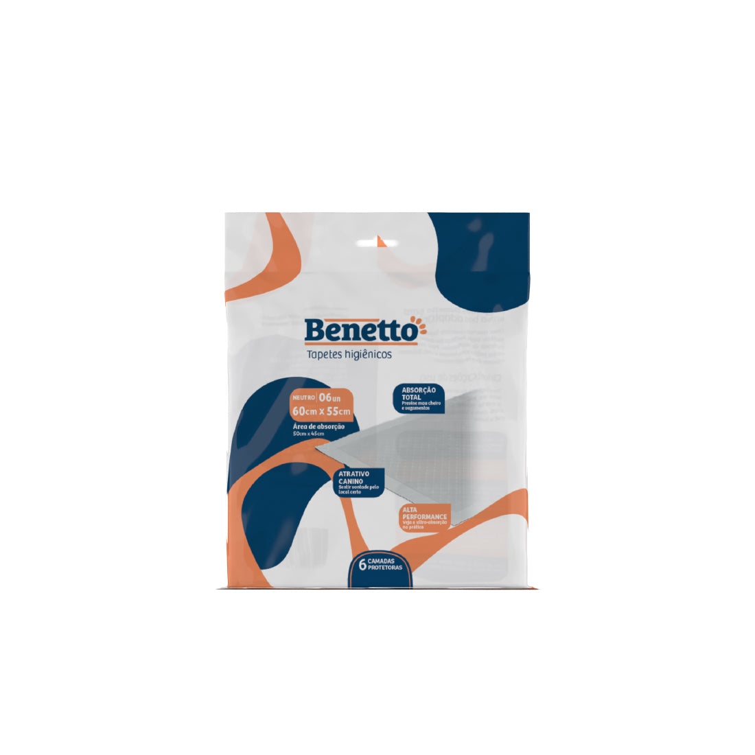 TAPETE HIGIENICO PARA CÃES - BENETTO NEUTRO 55cmx60cm 6und - Econômico