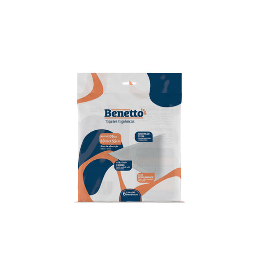 TAPETE HIGIENICO PARA CÃES - BENETTO NEUTRO 55cmx60cm 6und - Econômico